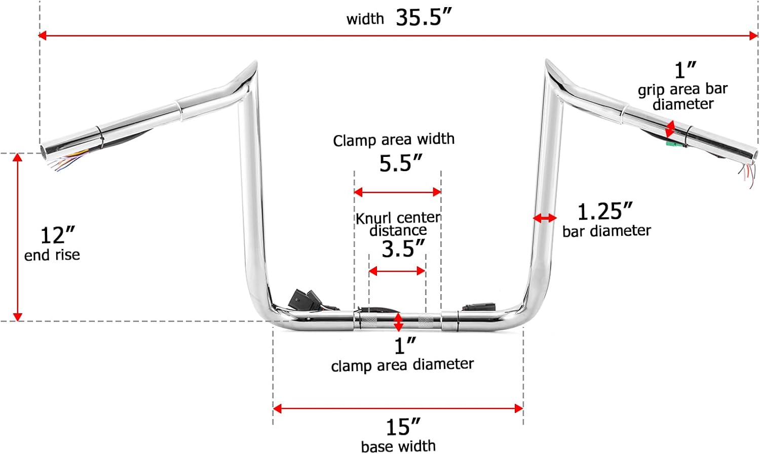 Wsays 12' Pre-Wired Handlebar Bagger Bar-Sharp Handlebar Compatible with Harley Street Glide Electra Glide Ultra Limited 2008-2013 Chrome
