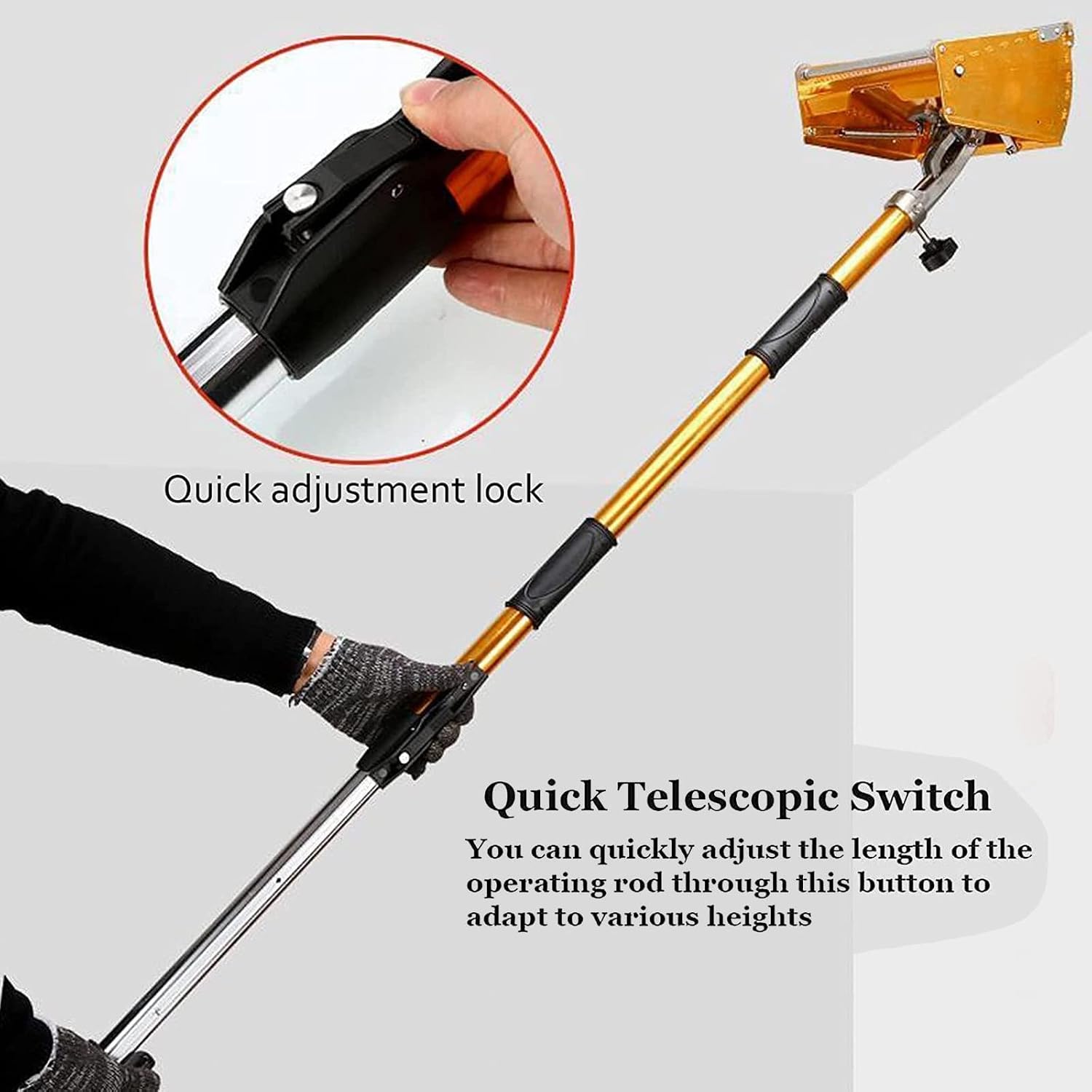 Drywall Taping Tools 9' Flat Finish Box Set+40''-63.8'' Extendable Handle 120° Aluminum Alloy Professional Drywall Flat Box, Wide Opening of Plate Cover for Easy Cleaning
