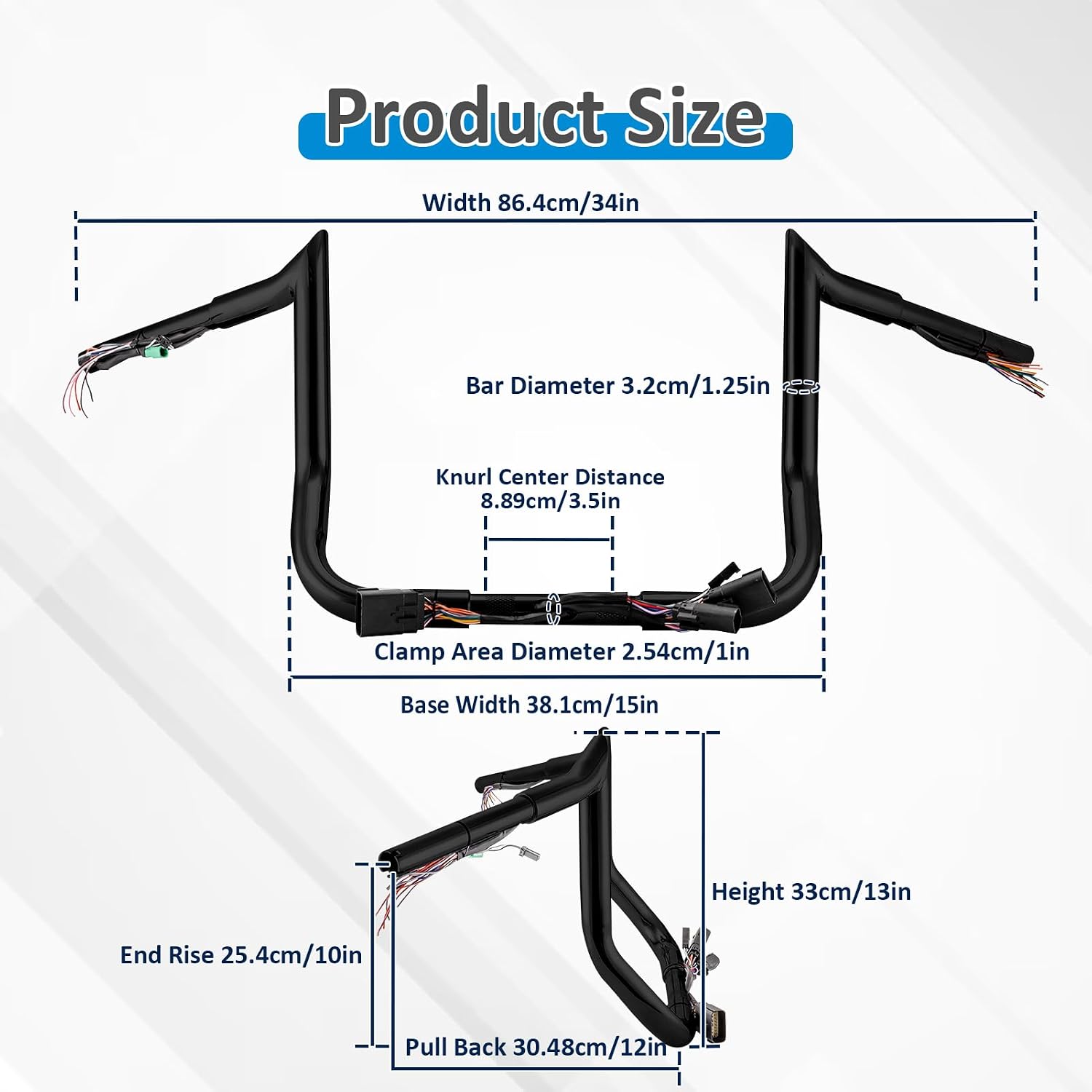 Wsays Pre-Wired Handlebar 10' Rise Bagger Meathook Ape Bar-Sharp Handlebar Compatible with Harley Touring Street Glide Electra Glide Ultra Limited 2008-2013 Black