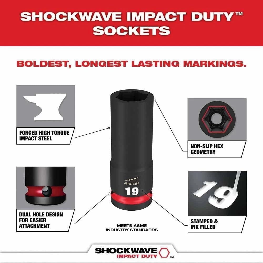 16Pc 49-66-6803 for Milwaukee Impact Duty Socket 1/2' Drive Packout Set w/Case