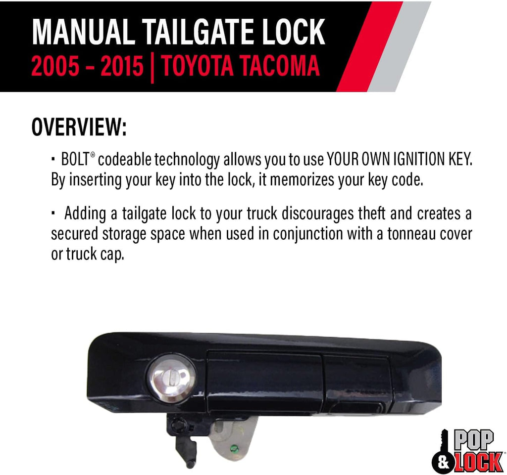Pop & Lock PL5407 Nautical Blue Metallic Manual Tailgate Lock with Bolt Codeable for Toyota Tacoma