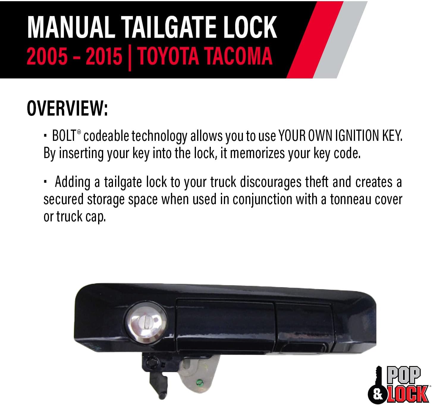 Pop & Lock PL5407 Nautical Blue Metallic Manual Tailgate Lock with Bolt Codeable for Toyota Tacoma