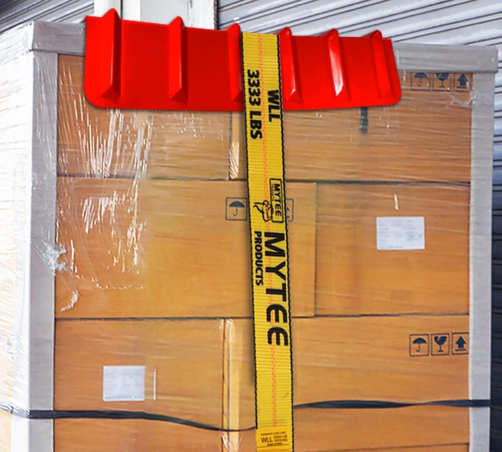 Mytee Products 10 Pack Red Flatbed Edge Protectors - 8' x 8' x 36' | V Shaped Winch Ratchet Straps Plastic Corner Protector for Flatbed Cargo Load