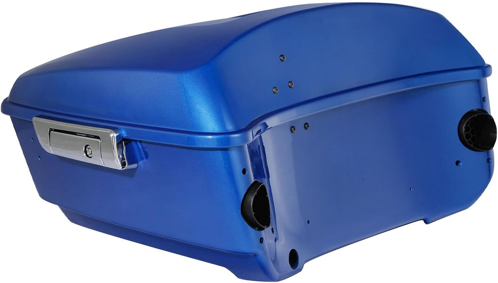 TCMT 13.7' King Motorcycle Trunk Box W/Latch Key Fit For Harley 2014-2025 Touring CVO Road King Road Glide Street Glide Electra Glide Ultra Limited Electric Blue