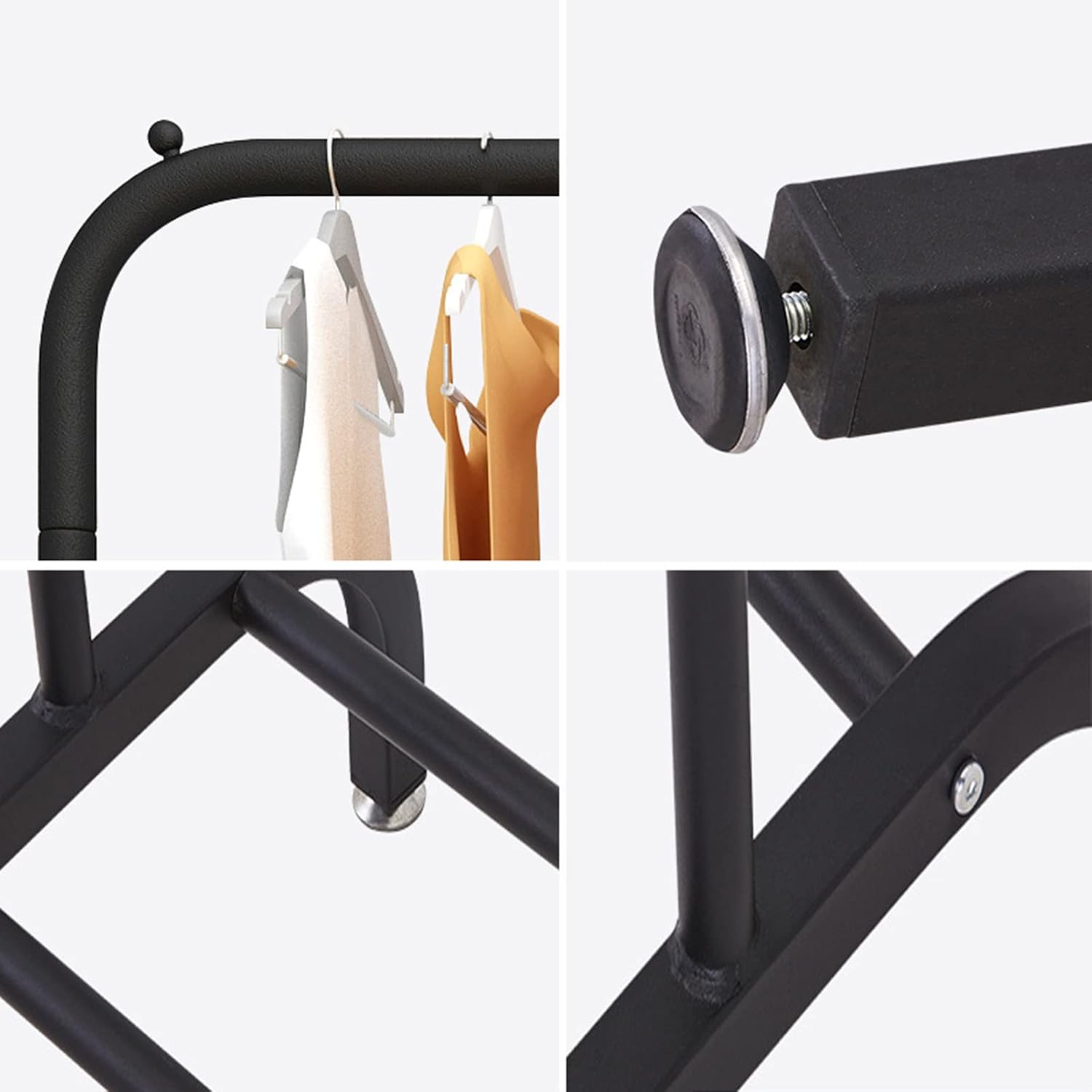 Clothes Rack, Industrial Pipe Clothing Rack with Shelves, Heavy Duty Clothes Hanging Rack, Standard Rod Garment Rack On Wheels, Storage Display, Metal (1.2m)