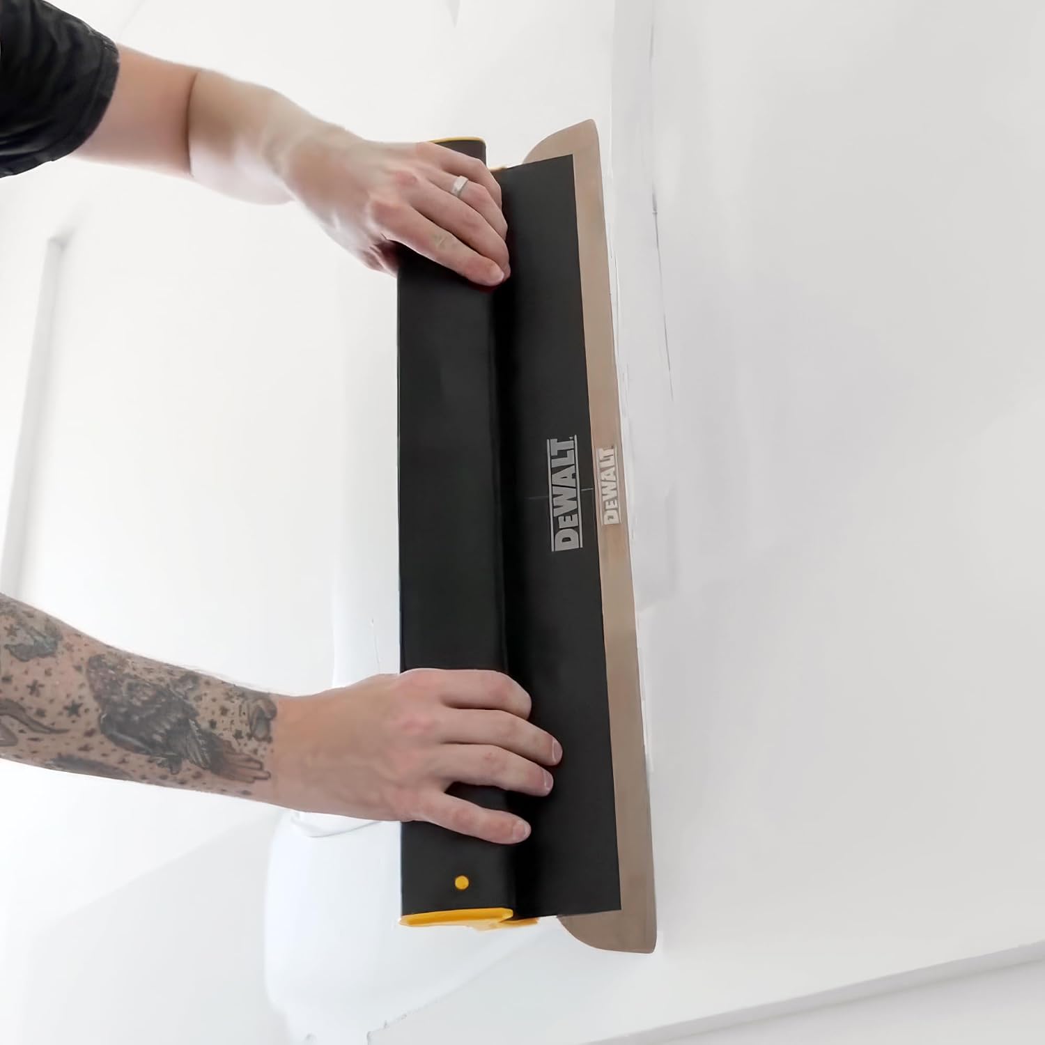 DEWALT Drywall Skimming Blade, 48-Inches | Pro-Grade | Extruded Aluminum & European Stainless Steel Construction | High-Impact End Caps | Sheetrock Gyprock Wall-Board Plasterboard | DXTT-2-948