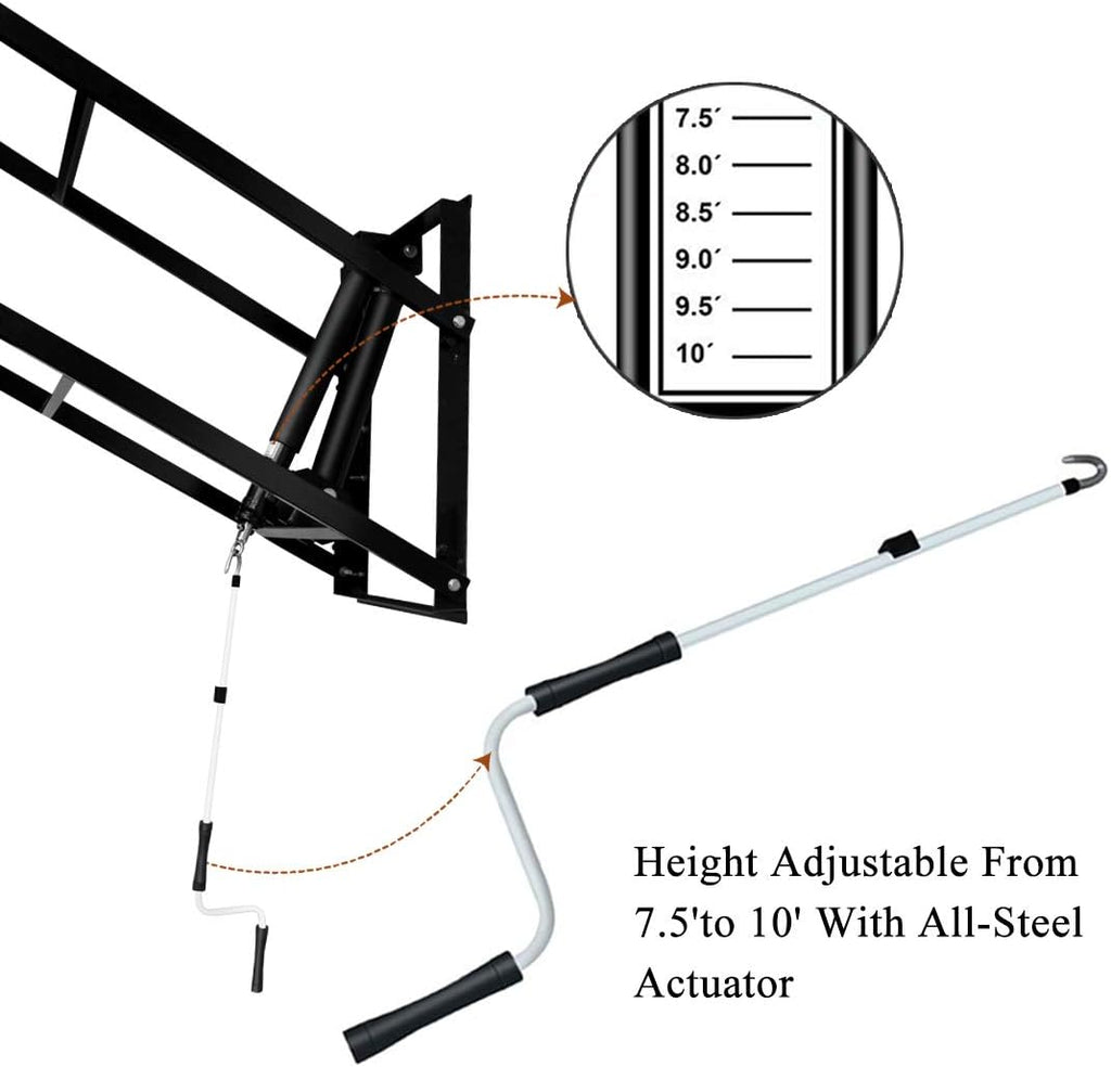 Basketball Hoop Garage Mounted Wall Adjustable-Height, with 60''x36''Tempered Glass Backboard, Pro-Style Breakaway Rim, Durable Bracket and All Weather Net