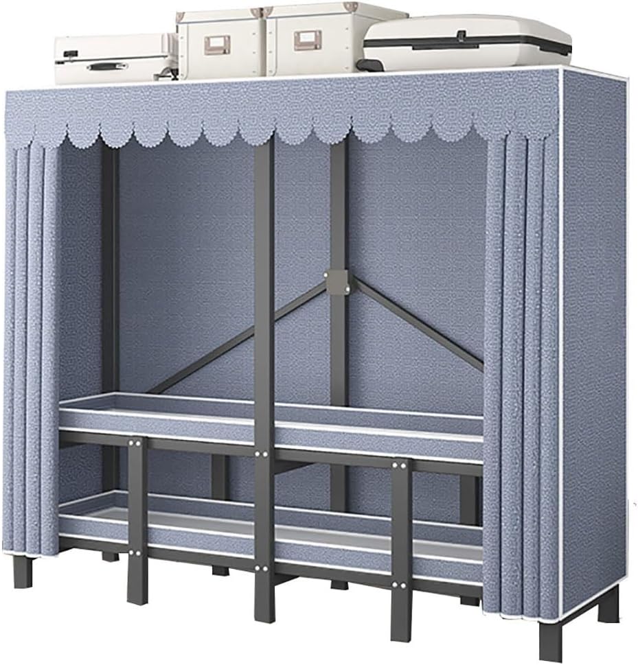 Portable Garment Rack - 66 Tall Heavy-Duty Cloth Cover Clothing Rack with Shelf - Foldable Clothing Organizer for Bedroom and Wardrobe