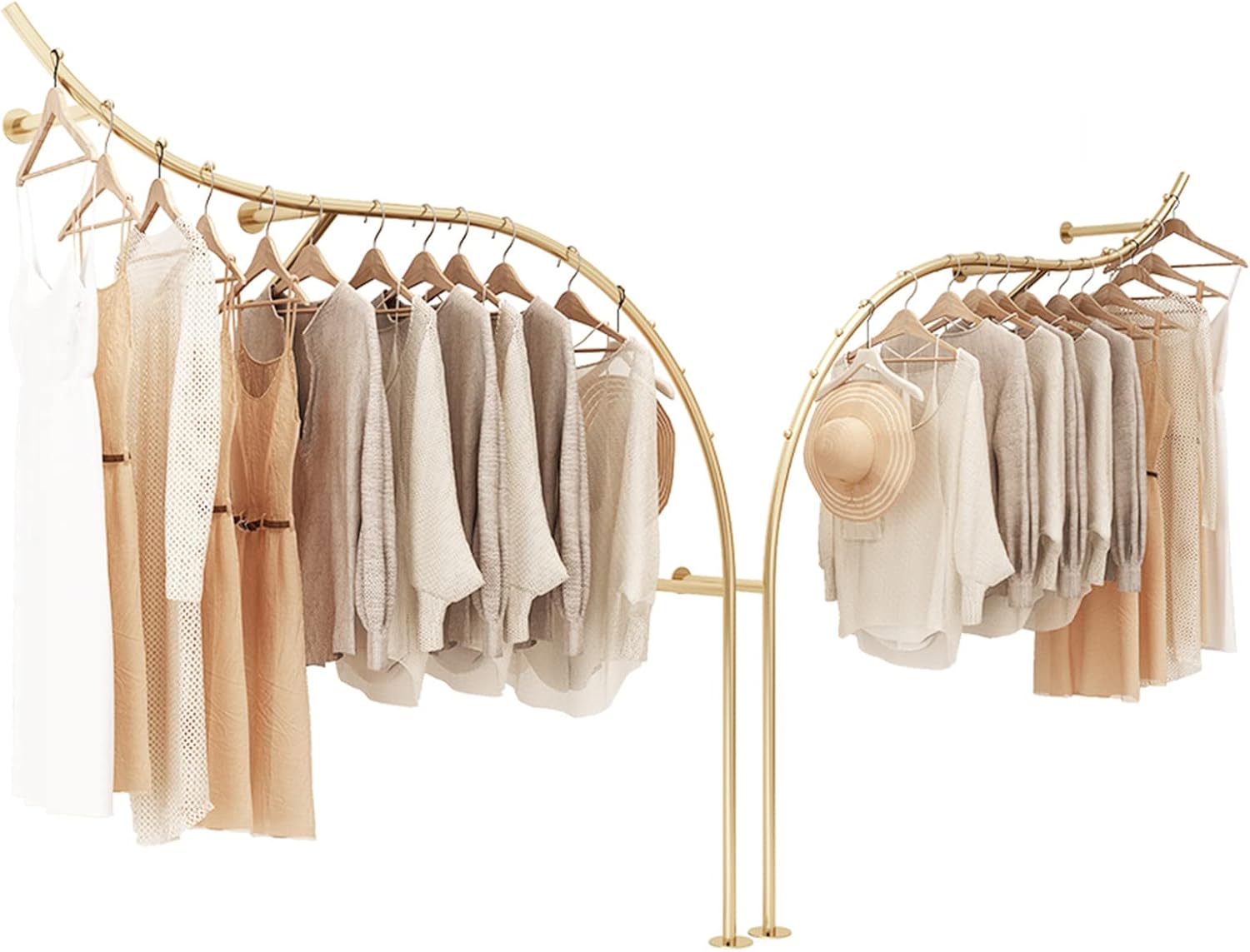 Creative Display Clothing ?Rack ?in Boutique Clothing Stores,Modern Industrial Pipe Wall-Mounted Garment Rack Shelves,Closet Rod Retail Display Rack Storage(2pcs (Left + Right)-L 200cm