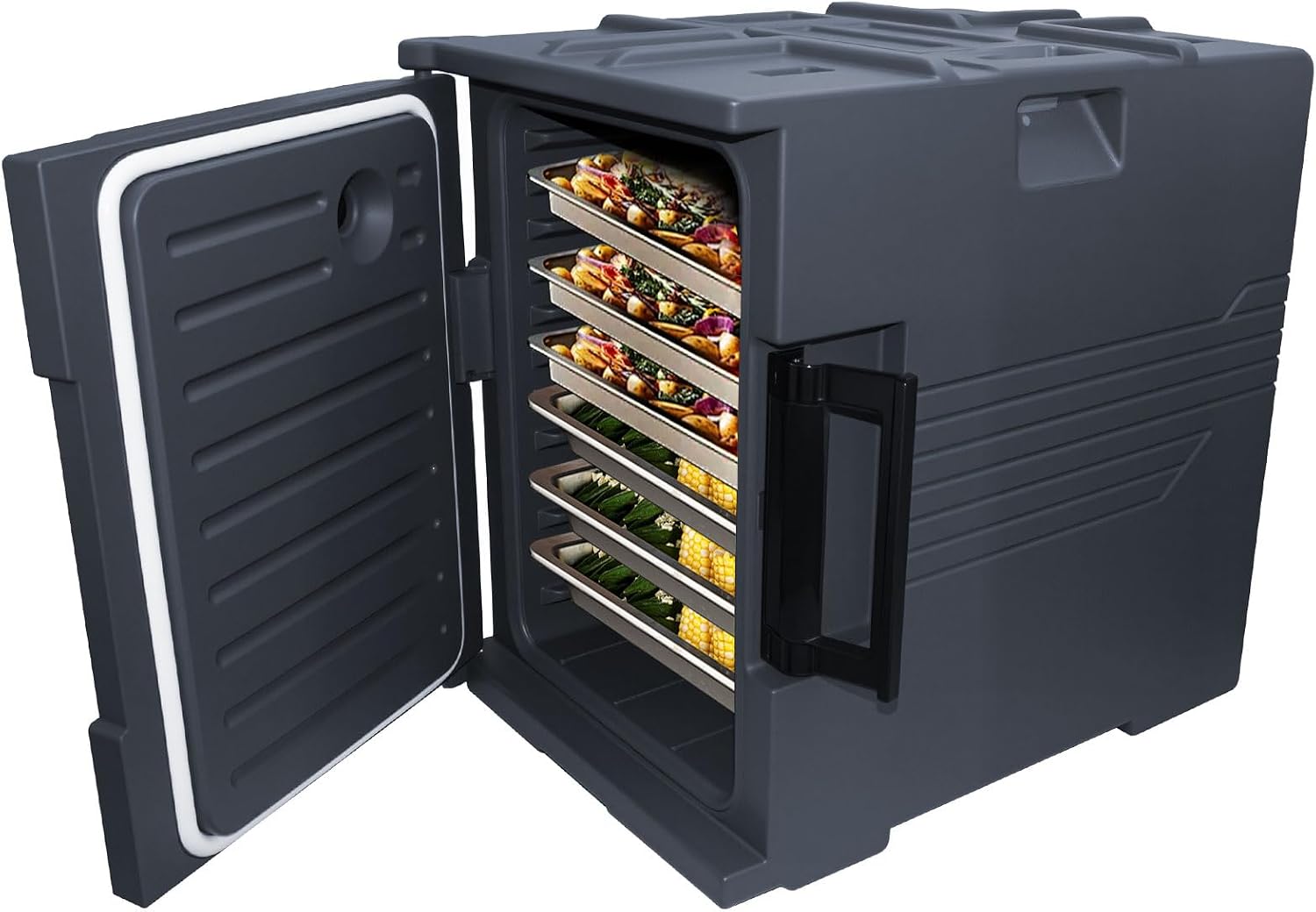 95 Qt Catering Food Warmer with Handles for Catering,No Rust, wear-Resistant Latch and Door Shaft,Stackable Cold & Hot Box for Parties, LLDPE Insulated Food Carrier for 6 Full-Size Pans