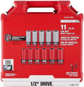 11 PC 49-66-7833 for Milwaukee 1/2' Dual hole design Metric Lug Nut Wheel Socket Set Length 11.6 in Width 11.0 in Height 3.0 in Red Gray