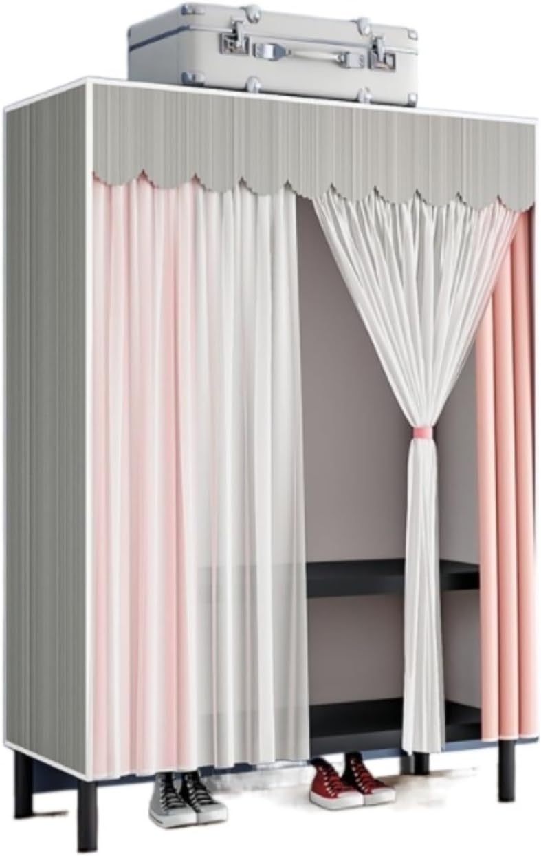 Portable Closet Wardrobe Closet Heavy Duty Garment Rack Portable Closet with Cover Clothing Rack Metal Wardrobe Closet Easy Assemble(85 * 45 * 175cm)
