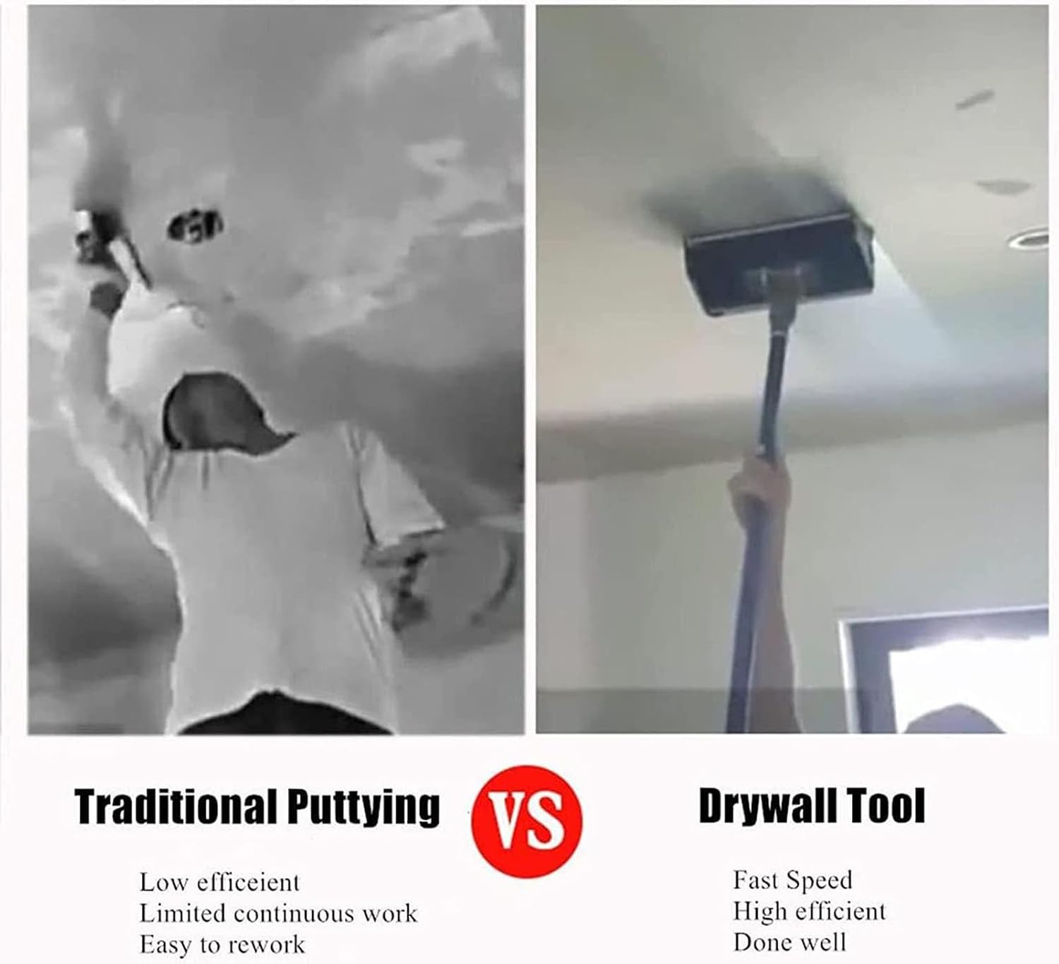 Drywall Finishing Box Set,Finishing Plastering Whitewash Flat Box Practical Drywall Taping Tools Set, with 1060-1650mm Box Handle Adjustable,10inch