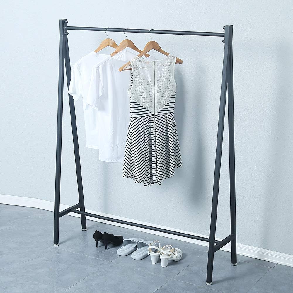 Metal Clothing Racks for Hanging Clothes,Urban Commercial Clothes Racks,Modern Iron Heavy Duty Garment Rack,Portable Retail Display Rack Standing Clothes Rack(59in,Black)