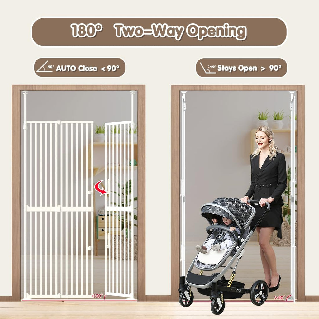71' Extra Tall Cat Gate for Doorway 33.5'-47.2' Wide Pet Gate Pressure Mounted Walk Through Swing Auto Close Safety Dog Gates for Indoor, Stairs,Hallway