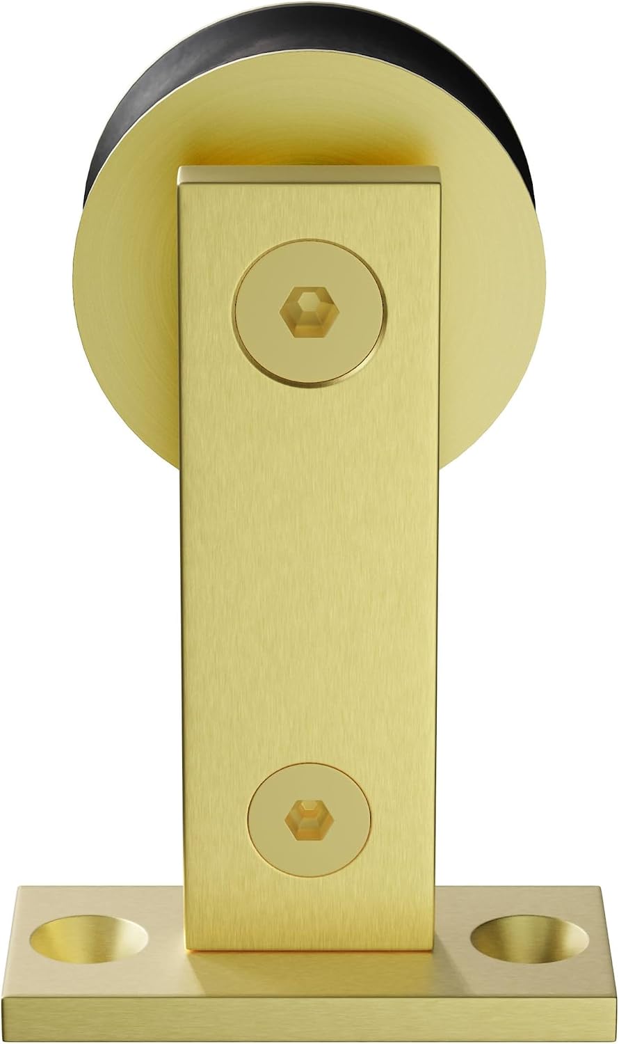 Miseno MBDH0606X78 78-3/4' Single Roller Round Rod Barn Door Hardware Kit - Champagne Brass