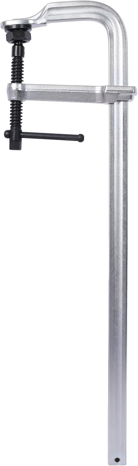 2-Pack Industrial Steel F-Clamps (24' Jaw, 5-1/2' Throat) w/Removable Pads - Black Oxide Spindle for Welding & Fabrication
