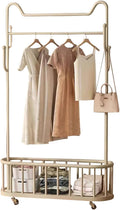 Cat Styling Clothing Rack, Coat Rack with Wheels Rolling Clothes Rack with Storage Basket Coat Rack Stand Modern Garment Rack for Bedroom Boutiques Heavy Duty Coat Hanger Rack