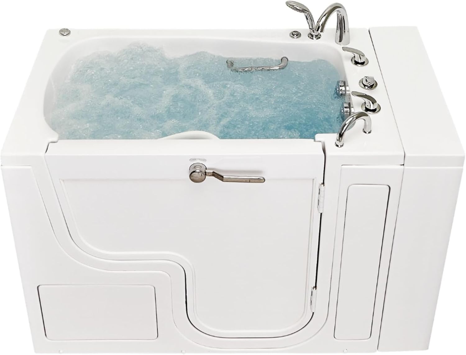 Ella Wheelchair Transfer 30'x52' Acrylic Hydro Massage Walk-In Bathtub with Right Outward Swing Door, 5 Piece Fast Fill Faucet, 2' Dual Drain