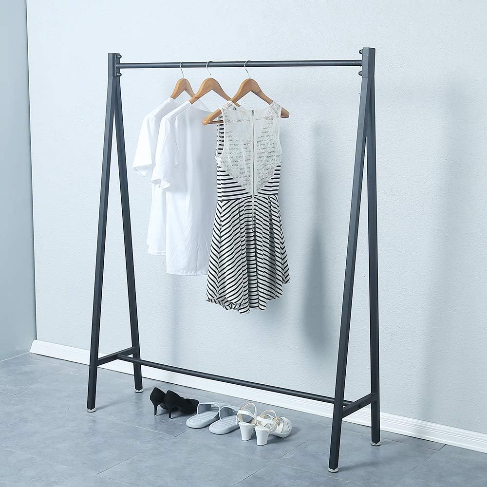 Metal Clothing Racks for Hanging Clothes,Urban Commercial Clothes Racks,Modern Iron Heavy Duty Garment Rack,Portable Retail Display Rack Standing Clothes Rack(59in,Black)