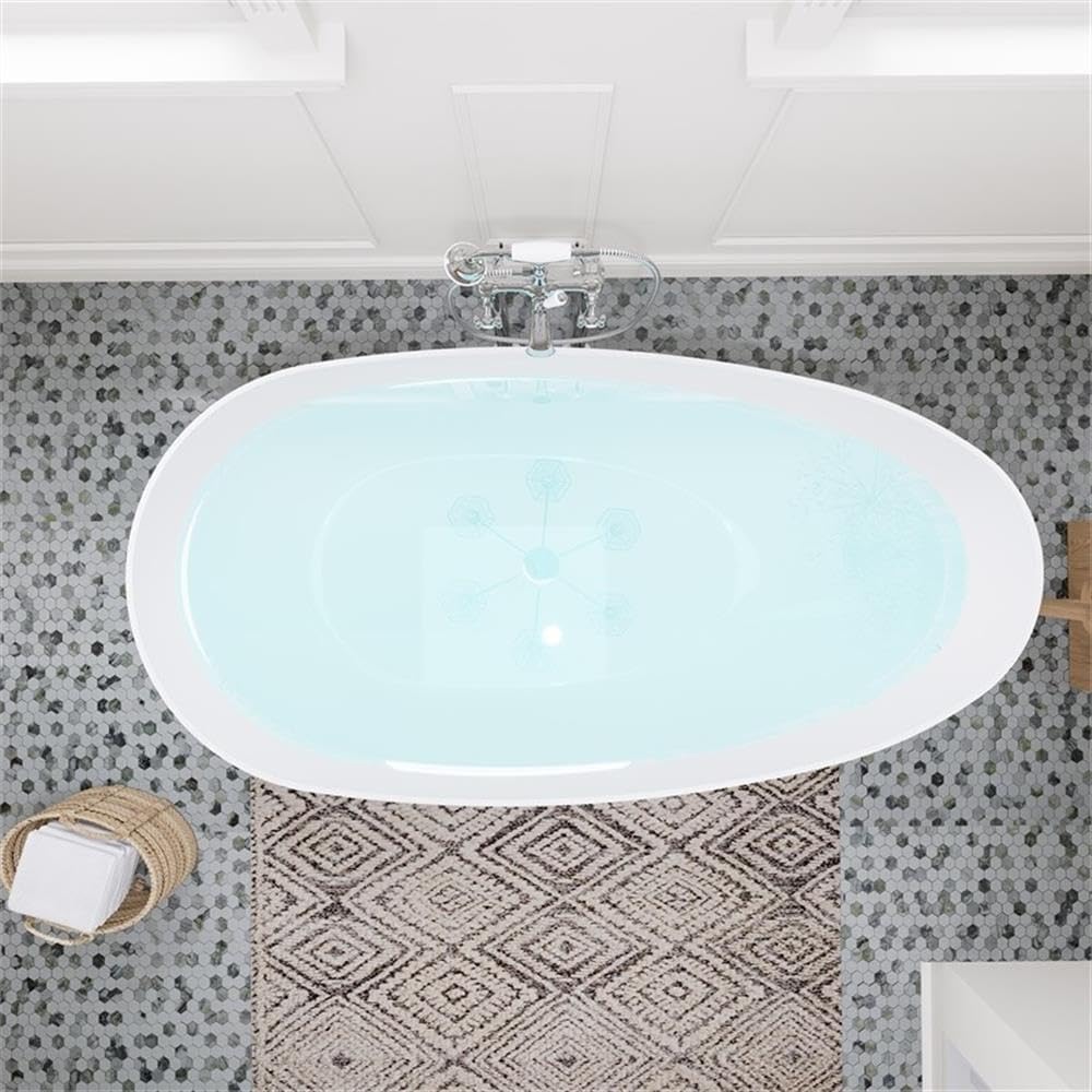 Giotto 67' Solid Surface Freestanding Oval Soaking Bathtub in Matte White