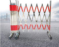 Movable Folding Fence, Stainless Steel Telescopic Security Gate Flexible Expanding Fence Gate Industrial Expandable Metal Barricade Road Construction Fence,Silver,1.2x1.5m