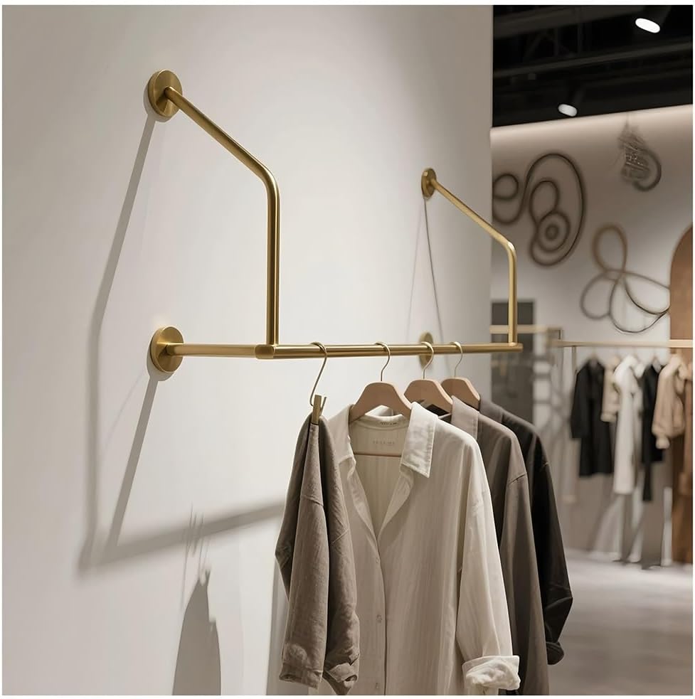 LXHELIVERY Wall Mount Clothing Display Rack - Heavy Duty Metal Garment Hanger Bar For Retail Store/Boutique Space Saving Clothes Rail For Clothing Shop(60cm/23.6')