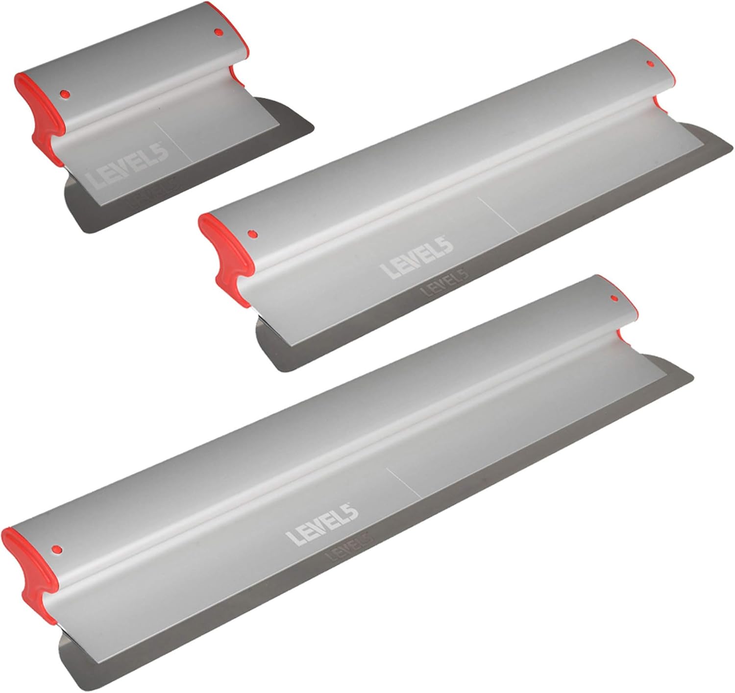 LEVEL5 Drywall Skimming Blade Set | 10, 24 & 32 Inch Skimming Blades | Ergonomic Aluminum Body | Replaceable 0.3mm German Stainless Steel Blade | For Smoothing Walls and Ceilings | 5-444