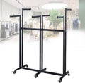 Black 6 Arms Heavy Duty Garment Rack, Floor Standing Metal Retail Display Stand, Rack For Hanging Clothes, Shirt Garment Pipe Rack