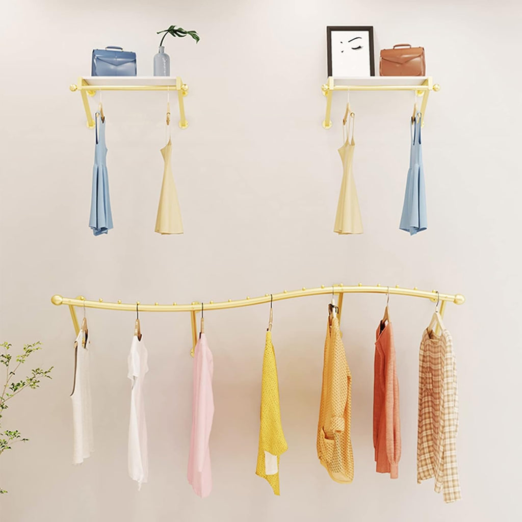 Wall Mounted Clothing Rack Display Stands Wall Mount Clothes Rod Clothes Store Garment Racks Hanger Commercial Hanging Organizer Storage Shelf for Retail Or(A-80cm/31.5inch