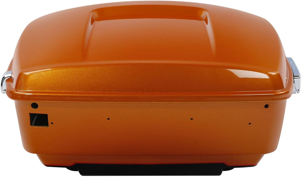 TCMT 13.7' King Motorcycle Trunk Box W/Latch Key Fit For Harley 2014-2025 Touring CVO Road King Road Glide Street Glide Electra Glide Ultra Limited Amber Whiskey/Vivid Black