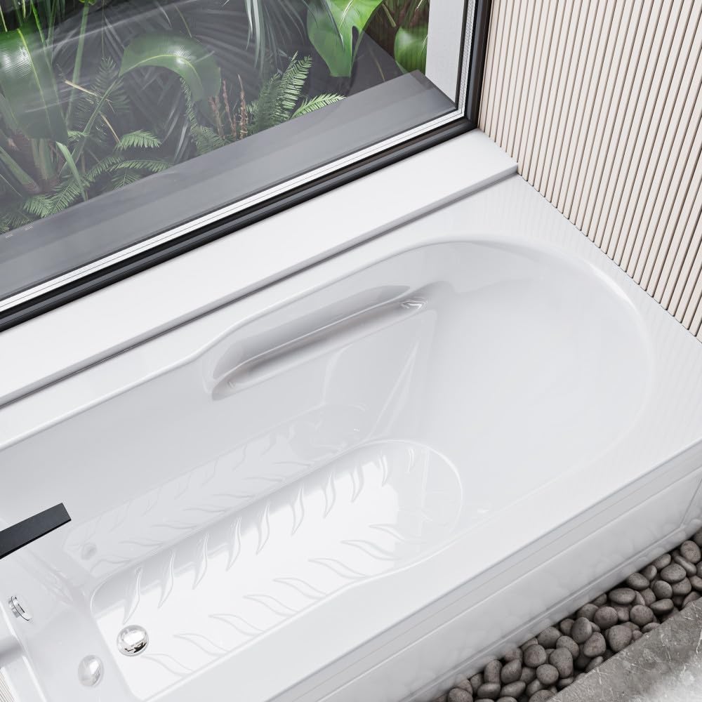 Bastille 60 x 30 Right Drain Soaking Alcove Bathtub in Glossy White with Integrated Armrest