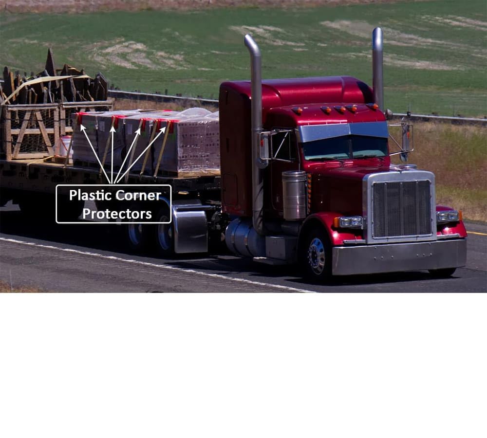 Mytee Products (80 Pack) 4' x 4' x 10' Blue Corner Protector V Shaped Flatbed Edge Guards with Carrying Case - Cargo Load Corner Edge Protector and Tie-Down Strap Guard for Flatbed