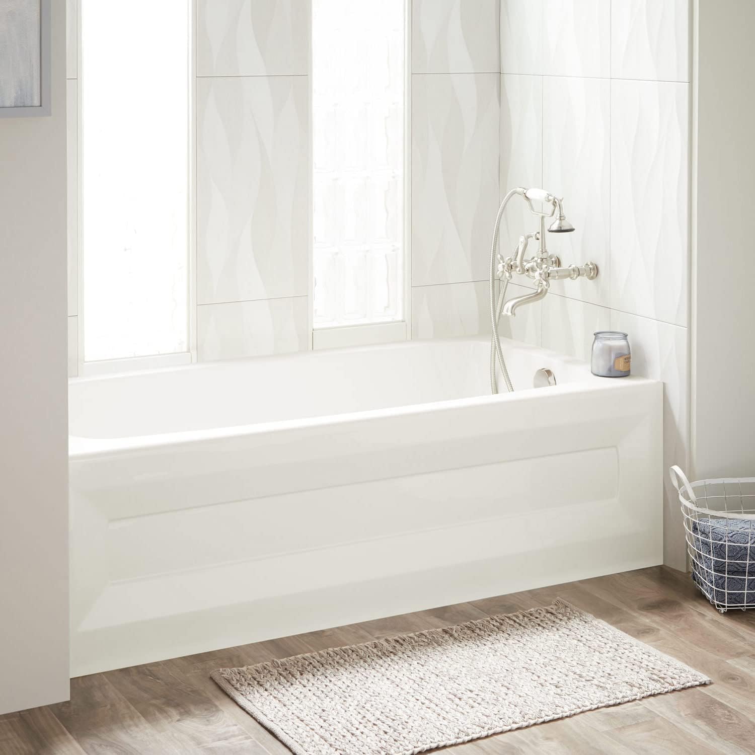 Signature Hardware 446975 Bradenton 60' Three Wall Alcove Acrylic Soaking Tub with Pre-Drilled Overflow Hole