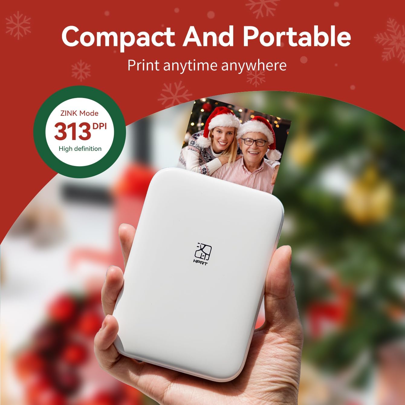 HPRT MT53 Mini Photo Printer with 50 Sheets Adhesive Paper, 2x3 Instant Portable Color Printer, Compatible with iOS & Android, Bluetooth Small Printer for Smartphones & iPhone