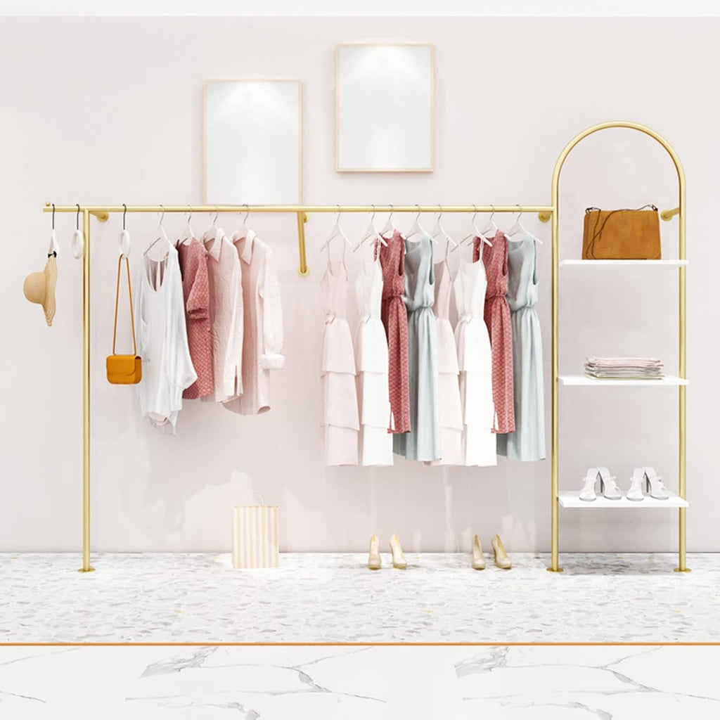 Wall Mounted Garment Rack,Clothing Store,Commercial Garment Rack,Heavy Duty Hanger for Hanging Clothes,Multifunctional Bedroom Organizer,Storage Rack (A-L200CM