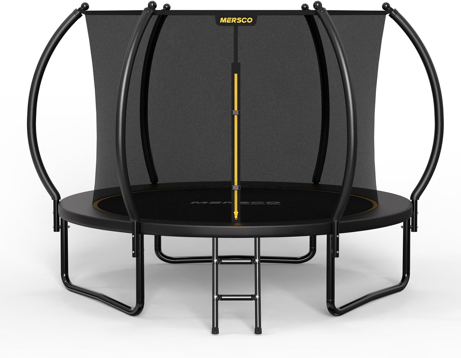 Mersco Trampoline Outdoor 10FT 12FT 14FT with Enclosure and Ladder, ASTM Approved Recreational Trampoline for Kids and Adults, Anti-Rust Coated Frame, Enhanced Weight Capacity