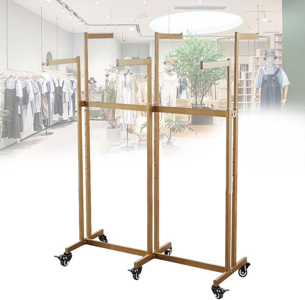 Gold,6 Arms Clothing Rack, Heavy Duty Garment Rack for Hanging Clothes Rack, Floor Standing Metal Retail Display Stand, Rack For Hanging Clothes Retail Display, Shirt Garment Pipe Rack