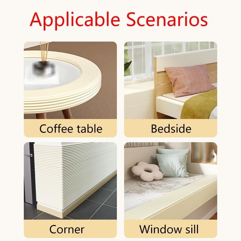 Self-Adhesive Corner Protectors - 7ft Soft Foam Anti-Bump Strips for Walls & Tables - White Safety Shields for Childproofing & Furniture Protection