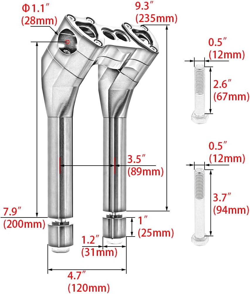 Motorcycle Pullback 8''Tall Handlebar Risers Extension Kit 1-1/8' 28mm Bar Clamp Dia Compatible with Harley Dyna Street bob Wide Glide Low Rider FXDLS FXDL Fat Bob FXDF Softail Sportster 883 1200