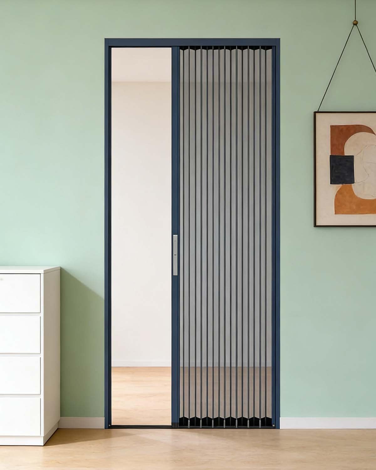 No Drill Retractable Sliding Screen Door 80 in High, Pet Proof Folding Doors Interior Room Divider, Breathable Screen Mesh Doors with Aluminum Frame(45x80in(114.3x203.2cm))