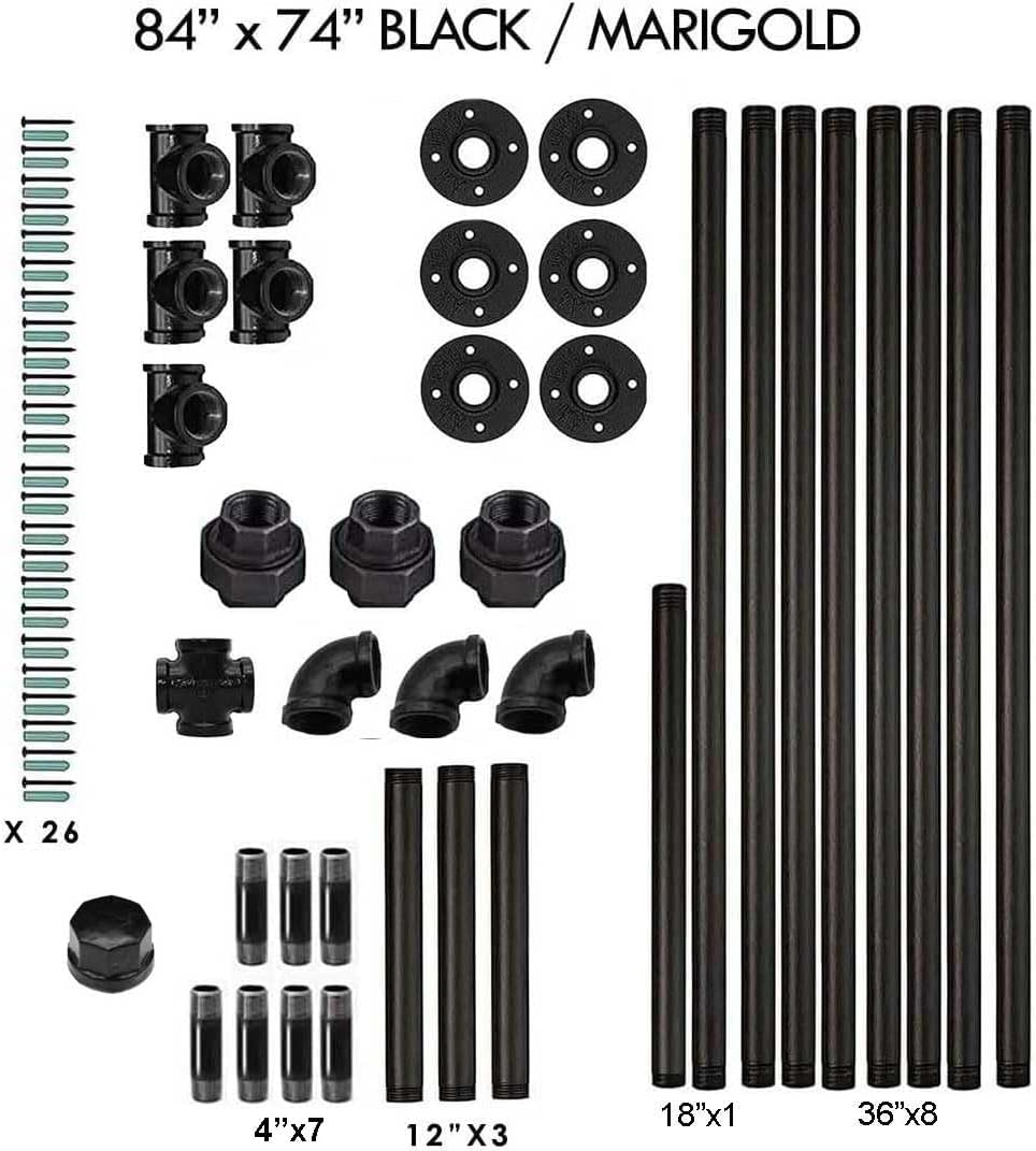 SERENITA Industrial Pipe Clothing Rack, Hanging Rod for Closet, Wall Mounted Multi Purpose (80' x 56', Black)