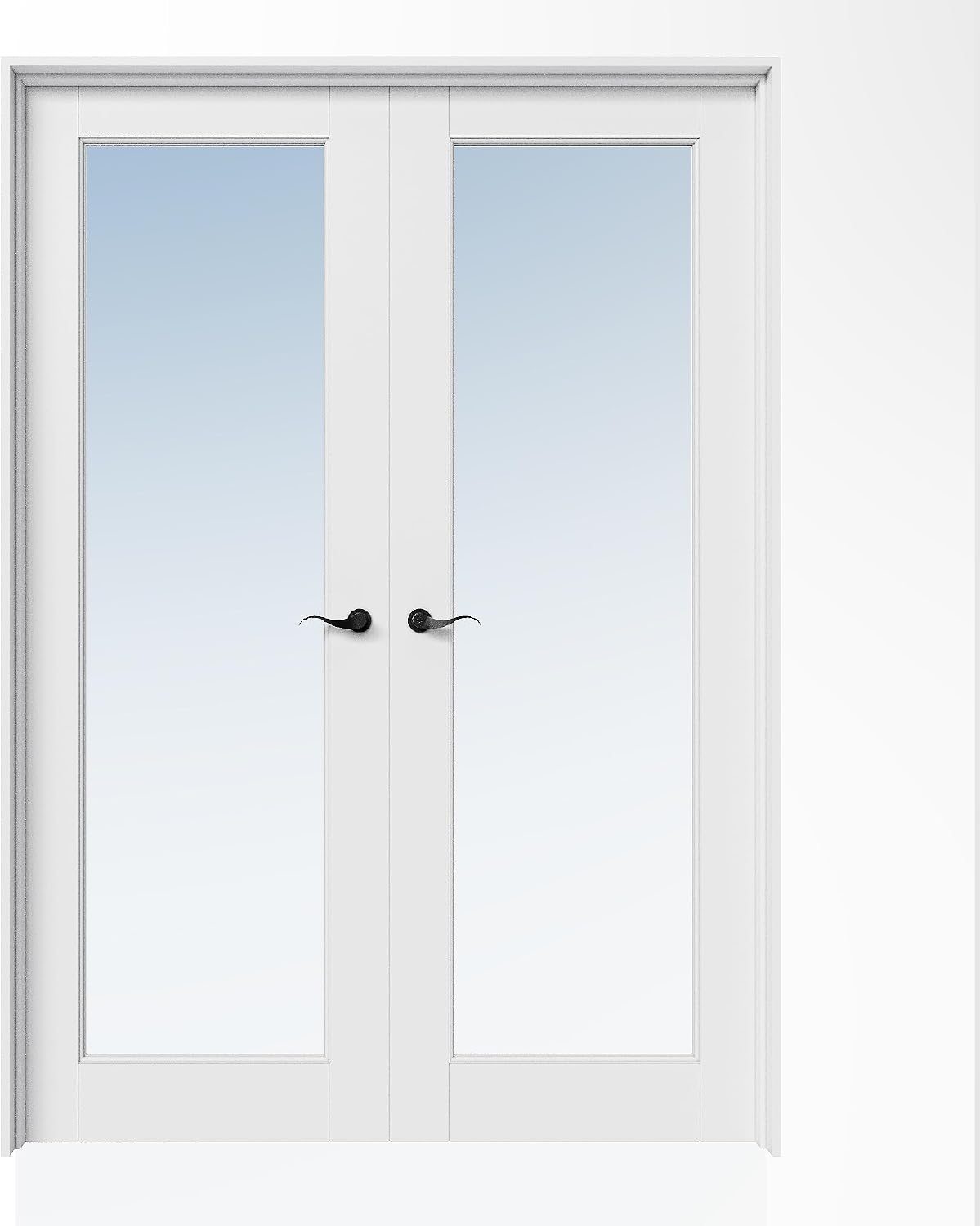 48' x 80' French Doors Interior (Double 24' x 80' Clear Glass Door with Black Hinge Prehung Jamb Kit), Pre-Finished & Paintable, Prebuilt Home Door Panels & Assembly Required Jamb