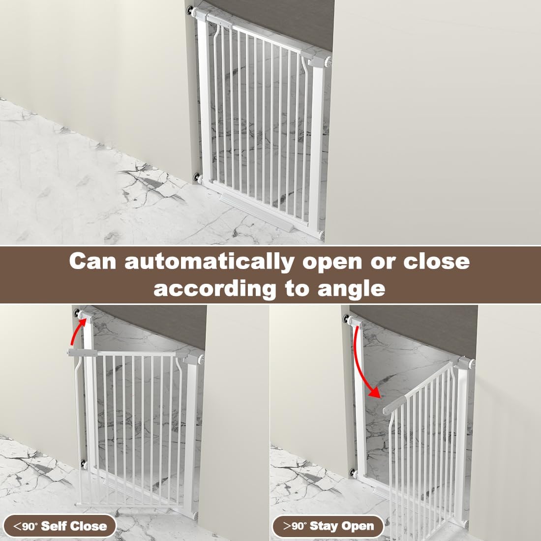 41' Extra Tall and Wide Baby Gate, 72.3-74' Wide Pet Cat Gate for Doorway, Extra Wide Pressure Mounted Child Door with Expansion Kit, Metal Safe Gate, Tall Dog Gate, White