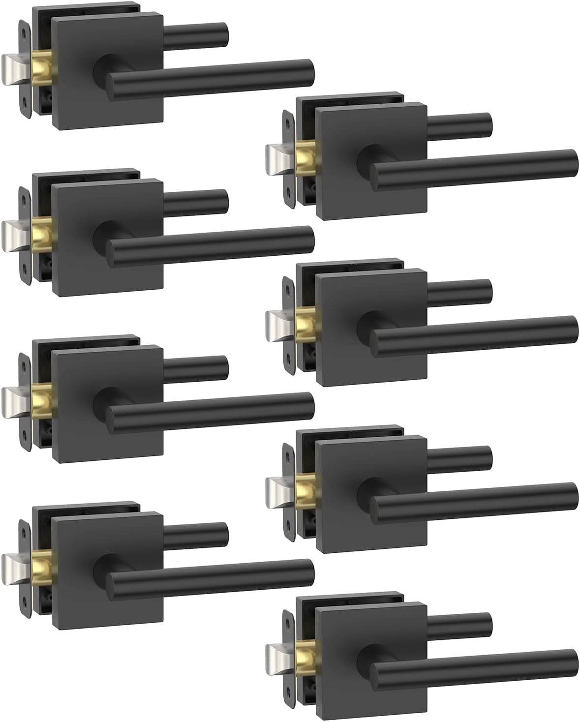 Asidrama 8 Pack Black Passage Door Handles, Door Lever with Door Knobs Indoor for Bedroom or Bathroom, Heavy Duty Door Handles Interior with Locks for Left Right Sided Doors