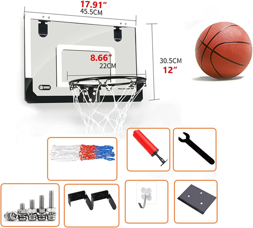 Basketball Hoop Hanging Home Mini Basketball Hoop, Office Bedroom Door Frame Wall-Mounted Basketball Stand, Used for Dunking Practice for Children and Adults (Size : 45.5x30.5cm)