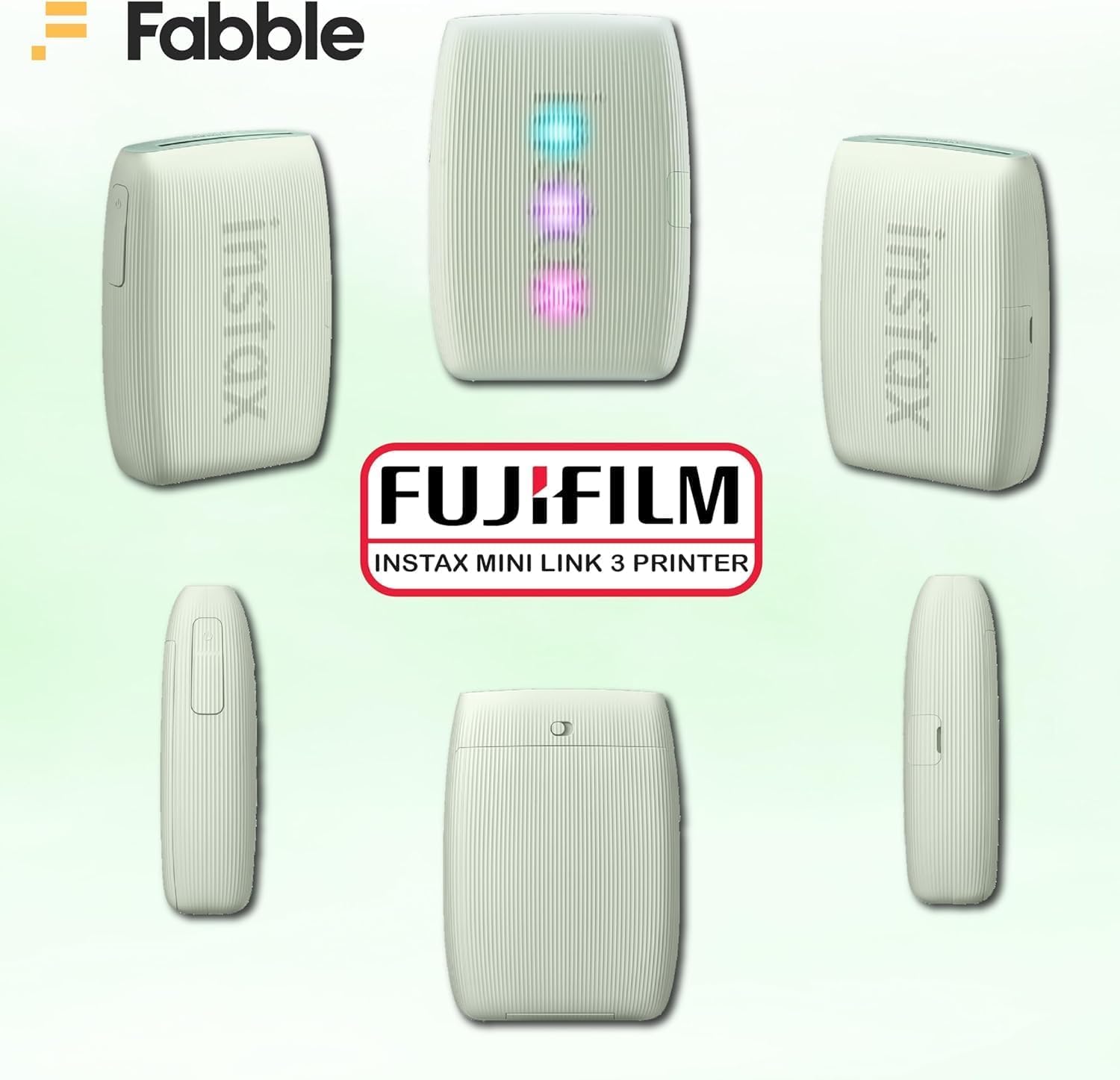 Fujifilm INSTAX Mini Link 3 Smartphone Printer with INSTAX Mini Instant Film and Sunshine Microfiber Cleaning Cloth... (6 Twin Pack (120 Sheets), Sage Green)