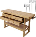 60in Workbench with 4 Drawers Wooden Workbench for Garage Workshop and Home, with Bar Clamps (4, 2 pcs 12' x 3' & 2 pcs 20' x 4.8')