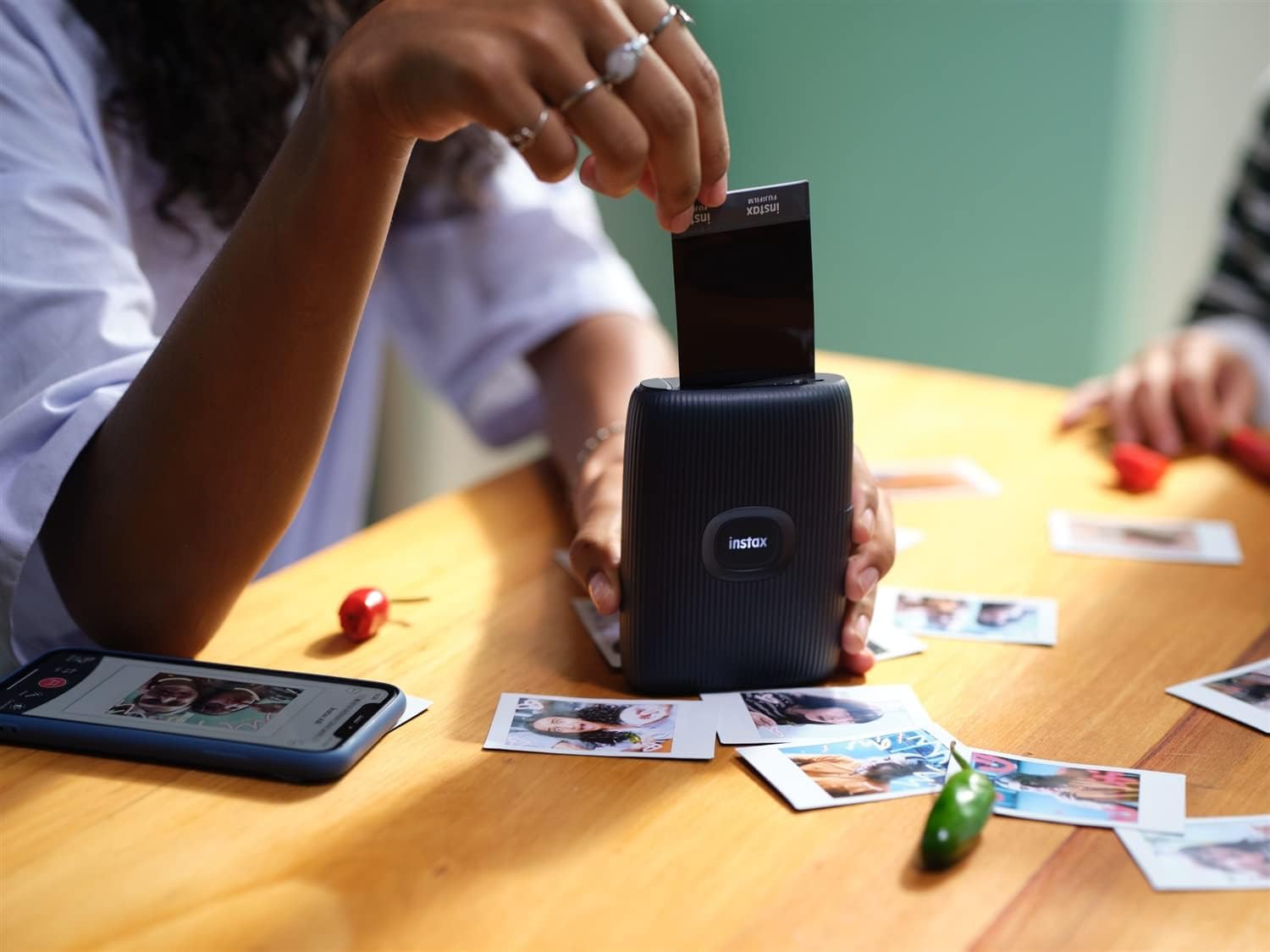 Fujifilm Instax Mini Link 2 Smartphone Printer Space Blue Instax Mini Twin Pack Instant Film and 20 Sticker Frames - Bundle!