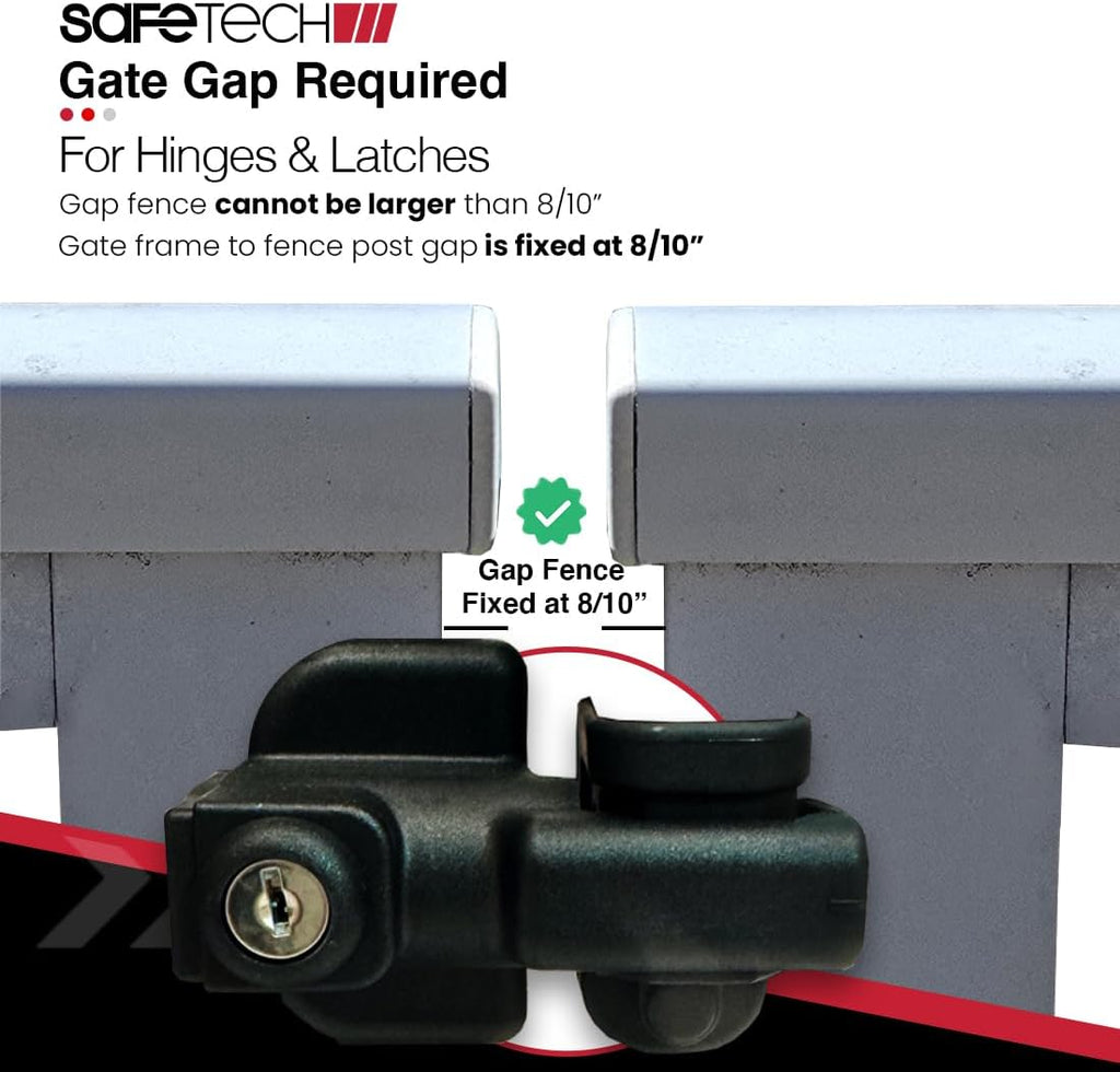 Safetech Hardware 10-inch Magnetic Top Pull Pool Gate Latch (2 Pack) | Lockable Pool Gate Safety Latch | Heavy Duty Vertical Self-Locking Lock | Vinyl & Aluminum/Metal Gates, Any Square Post | SL-25H